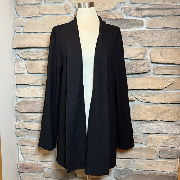 Eileen Fisher Woman Cardigan Women’s 1X Black Wool Minimalist Classic Casual - Picture 1 of 9